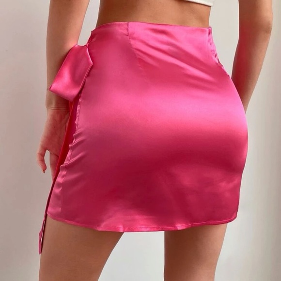 Pink Satin Tie Skirt - Picture 3 of 5